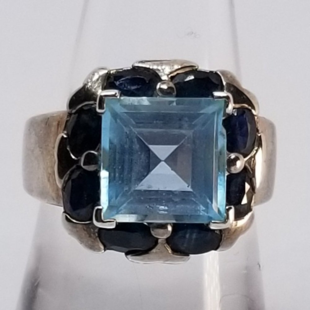 Genuine topaz, sapphire and sterling ring